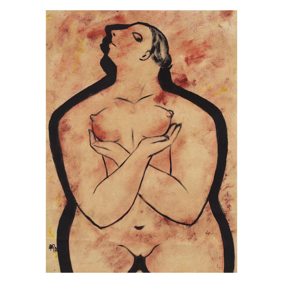 Krishnaji Howlaji Ara (1914-1985) Untitled (Nude): Krishnaji Howlaji Ara (1914-1985) Untitled (Nude) signed 'Ara' lower left watercolour on paper, framed 74.5 x 54cm (29 5/16 x 21 1/4in). Footnotes: Provenance Property from a private collection, In