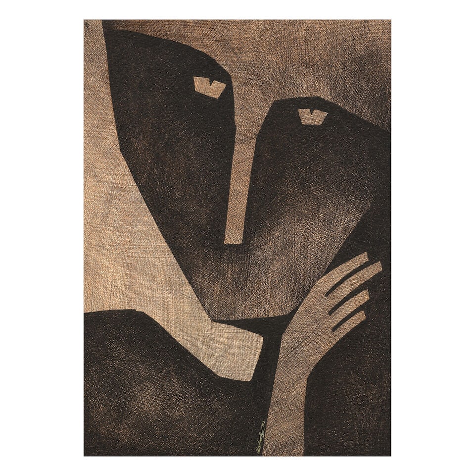Ashok Bhowmick (Indian, B. 1953) Untitled (Figure): Ashok Bhowmick (Indian, B. 1953) Untitled (Figure) signed and dated 'Ashok 02' lower centre pen and ink on paper, framed 46 x 34.5cm (18 1/8 x 13 9/16in). Footnotes: Provenance Property from a pri