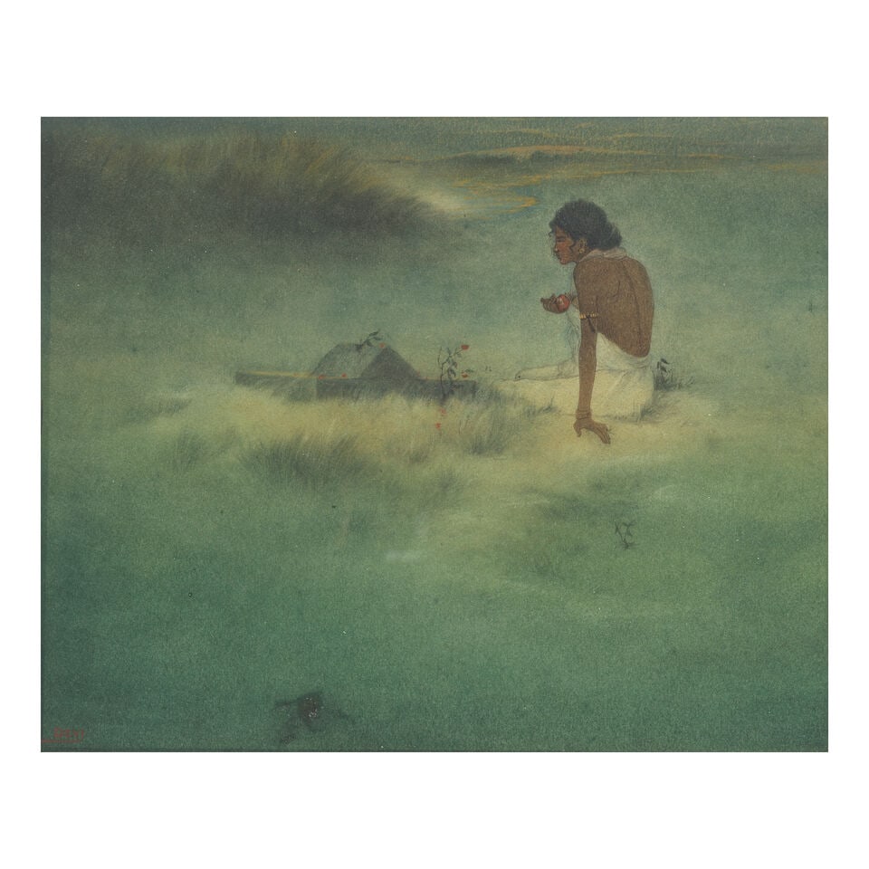 Early Bengal School (20th Century) The Lover: Early Bengal School (20th Century) The Lover signed or titled 'Devi' lower left watercolour and ink on paper, framed 17.5 x 21.7cm (6 7/8 x 8 9/16in). Footnotes: Provenance Property from a private