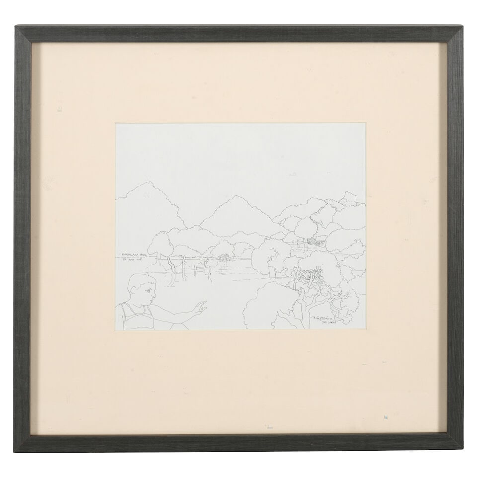 Laxma Goud (B.1940) Kandalama Hotel & Anuradhapura (Both 24.08 x 30.5 cm (9 1/2 x 12 inches)) - 6