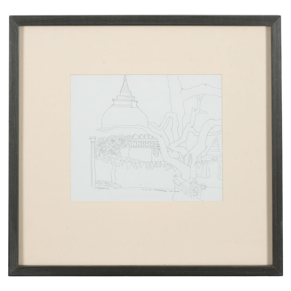 Laxma Goud (B.1940) Kandalama Hotel & Anuradhapura (Both 24.08 x 30.5 cm (9 1/2 x 12 inches)) - 7