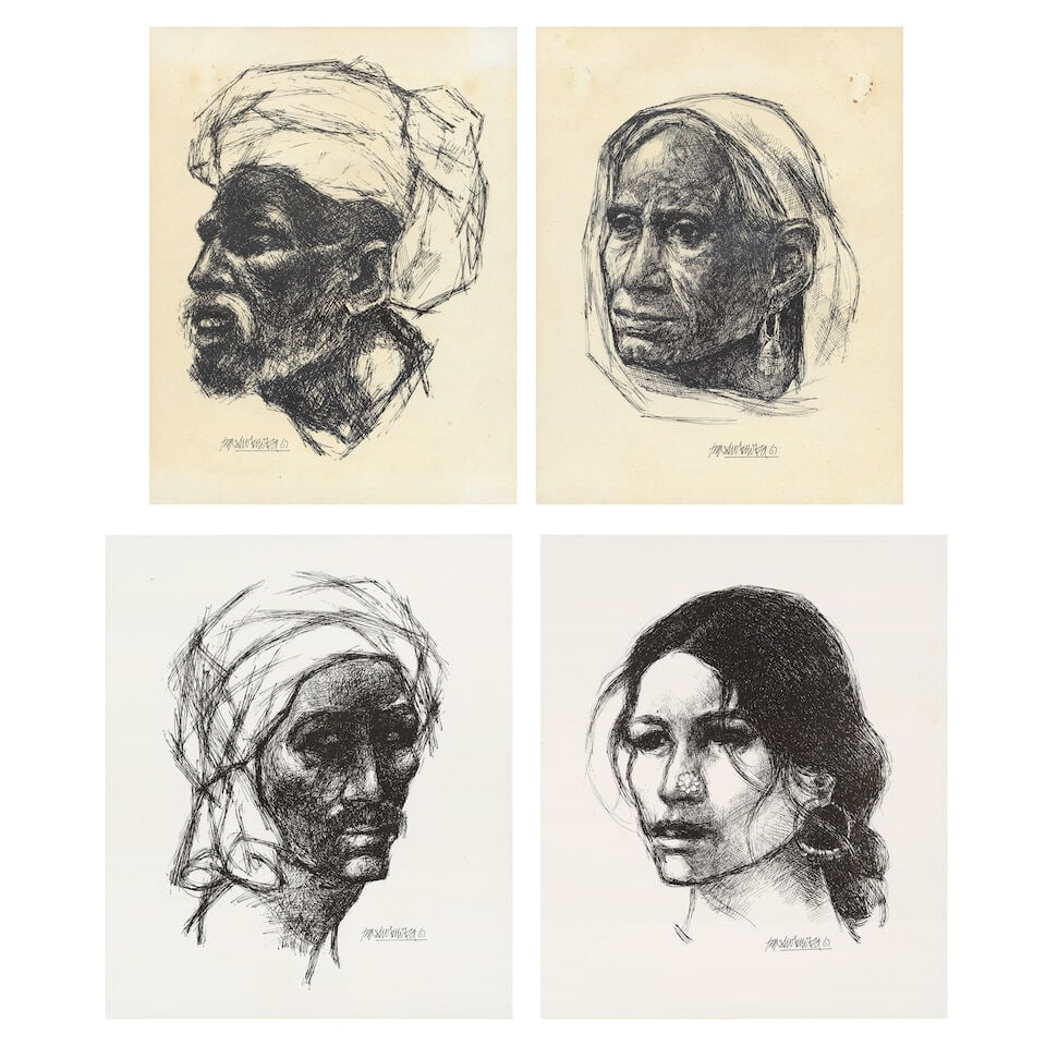 Bashir Mirza (1941-2000) Four Untitled Lithos (People of Pakistan Series) 38 x 29 cm (14 15/16 ... (1 of 11)