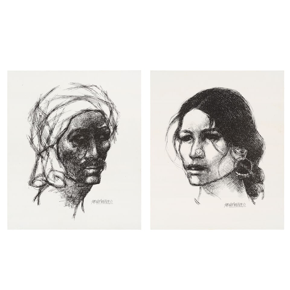 Bashir Mirza (1941-2000) Four Untitled Lithos (People of Pakistan Series) 38 x 29 cm (14 15/16 ... - 3