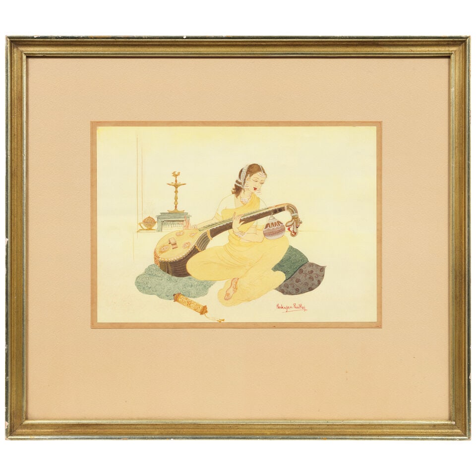 Pankajam Paulraj (1914-1979) Untitled (Lady playing the Veena) - 2