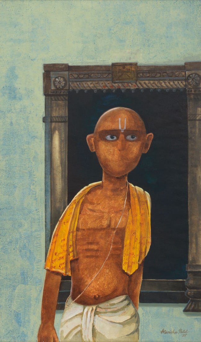 Manisha Patil (B. Unknown) Untitled (Jain Monk): Manisha Patil (B. Unknown) Untitled (Jain Monk) Signed and dated 'Manisha Patil '95' lower right Acrylic on canvas, framed 75.4 x 44.5cm (29 11/16 x 17 1/2in). Footnotes: Provenance Property from a