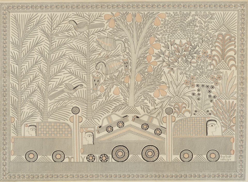 Ganga Devi (1928-1991) Untitled (Women in cars) (1 of 3)