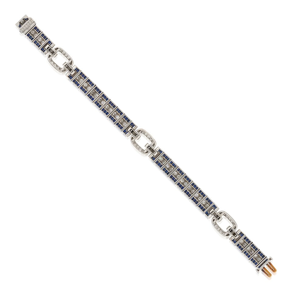 BLACK STARR & FROST: AN ART DECO PLATINUM, SAPPHIRE, AND DIAMOND BRACELET - 4