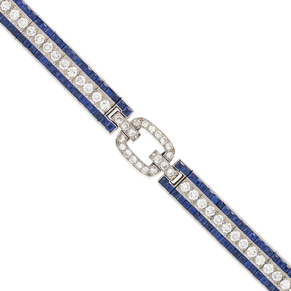 BLACK STARR & FROST: AN ART DECO PLATINUM, SAPPHIRE, AND DIAMOND BRACELET - 5