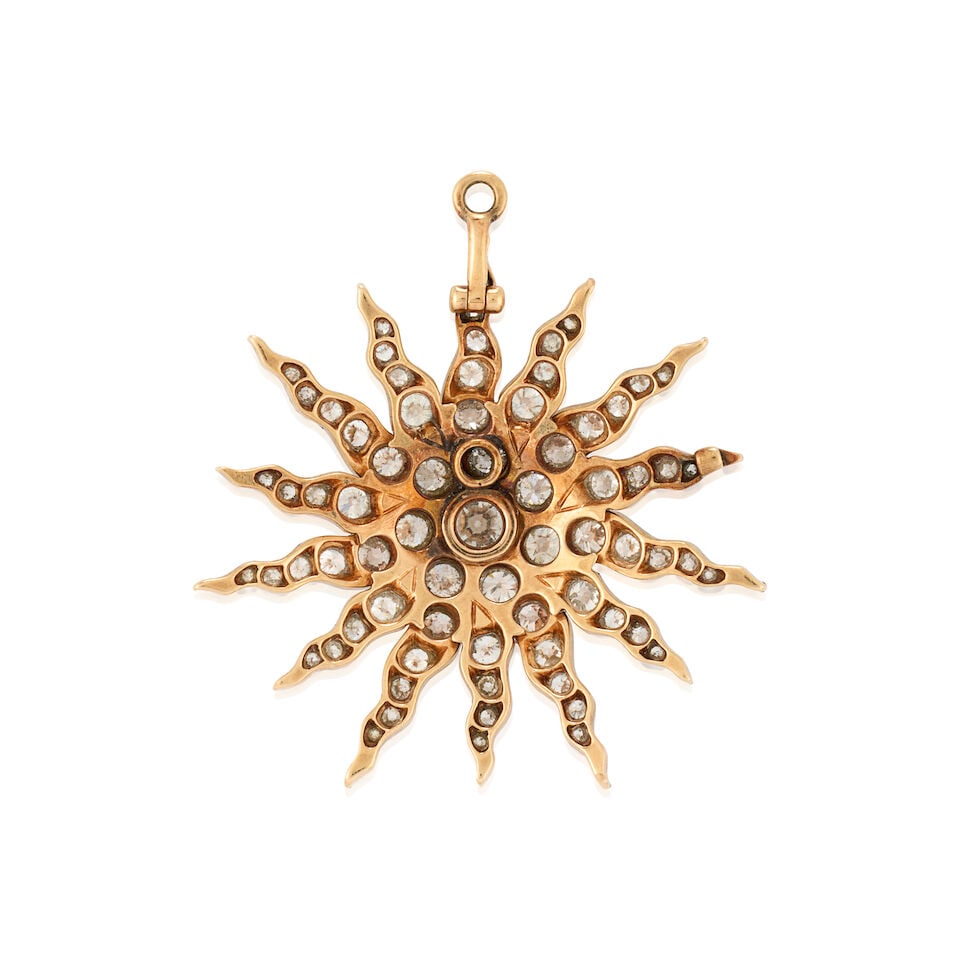 AN ANTIQUE DIAMOND SUNBURST PENDANT/BROOCH, CIRCA 1890 - 4