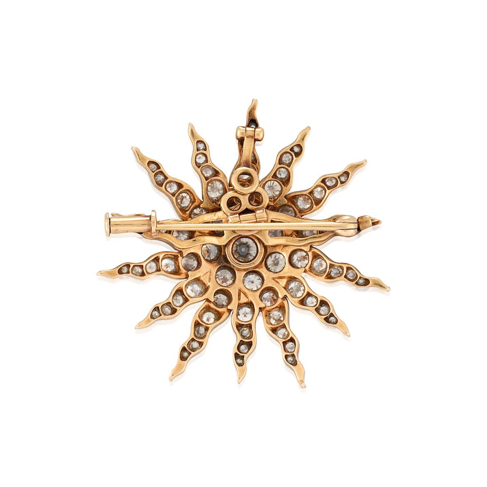 AN ANTIQUE DIAMOND SUNBURST PENDANT/BROOCH, CIRCA 1890 - 6