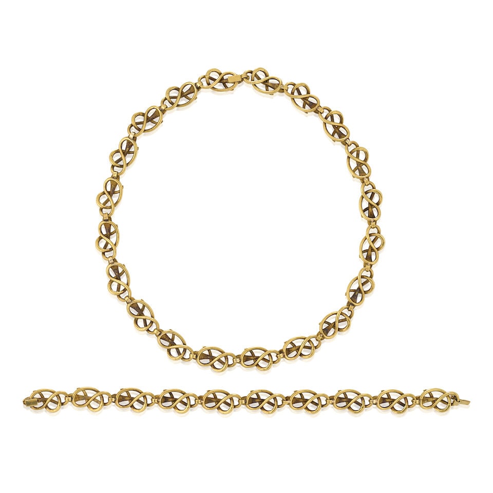 AN ANTIQUE GOLD GEM-SET CONVERTIBLE SUITE - 5