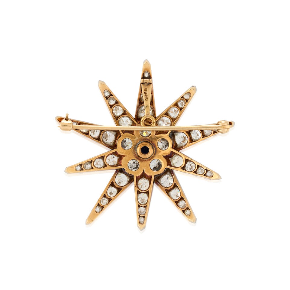 BLACK, STARR & FROST: AN EDWARDIAN DIAMOND STARBURST PENDANT/BROOCH - 4