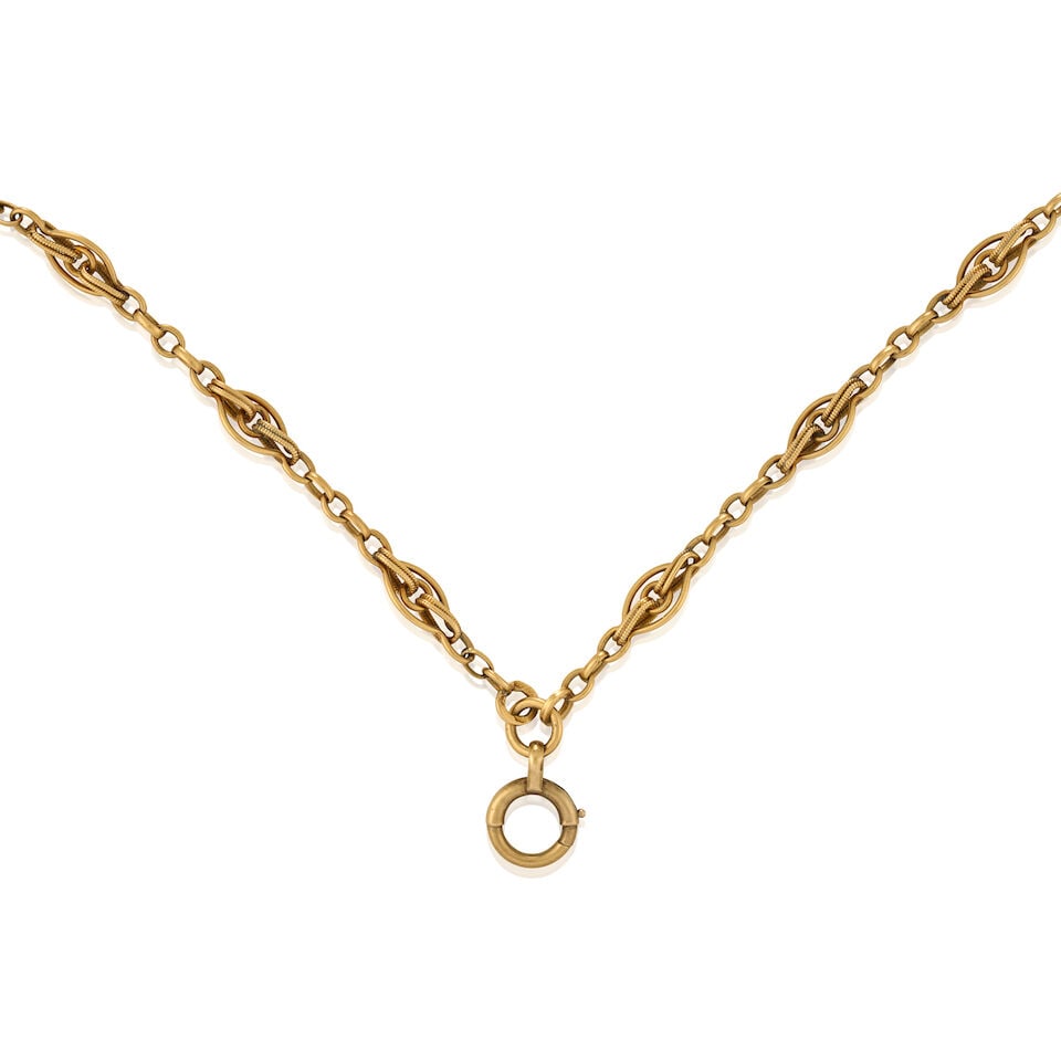 AN ANTIQUE 18K GOLD LONG CHAIN, FRANCE - 4