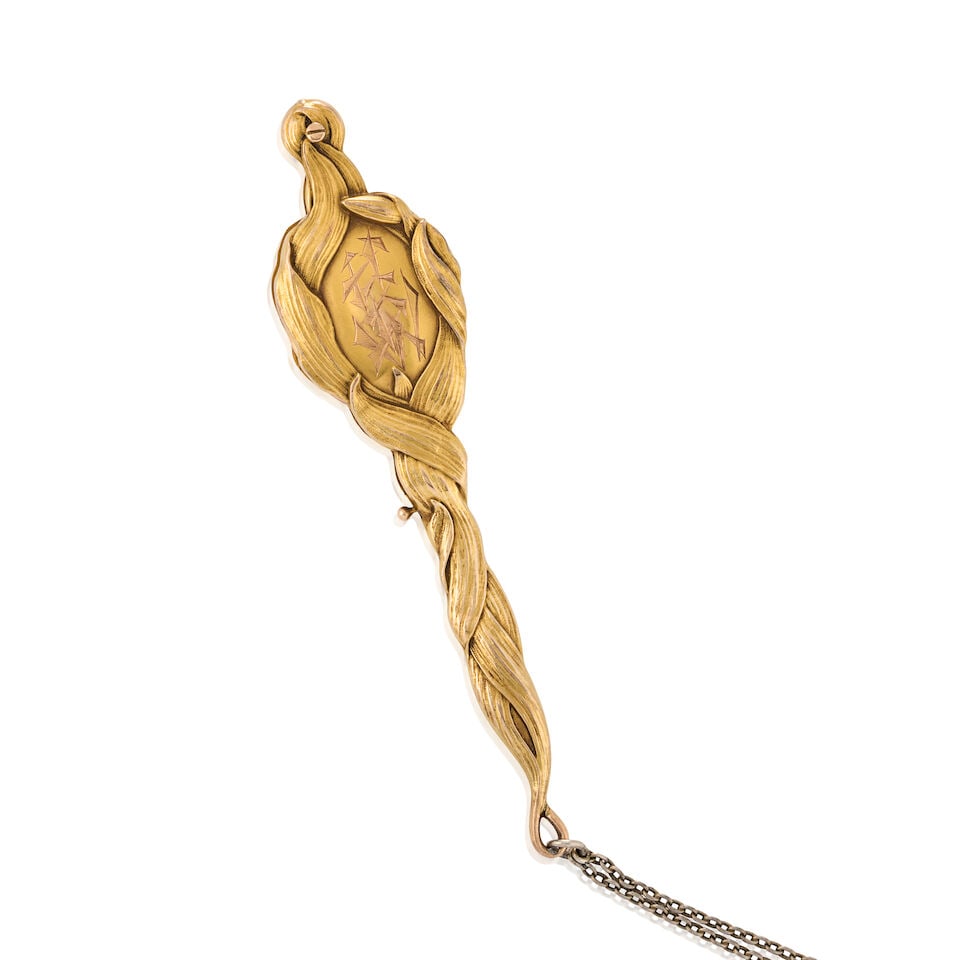 AN ART NOUVEAU 14K GOLD LORGNETTE - 3