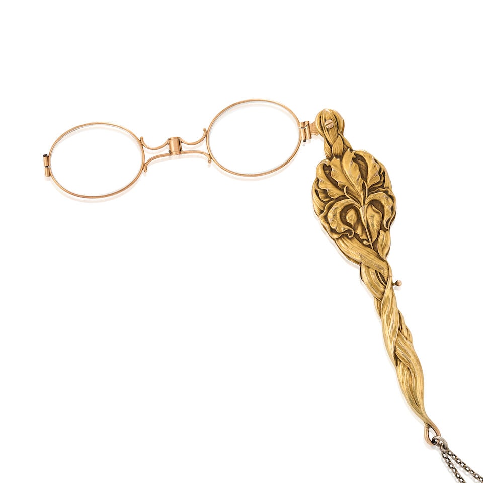 AN ART NOUVEAU 14K GOLD LORGNETTE - 4