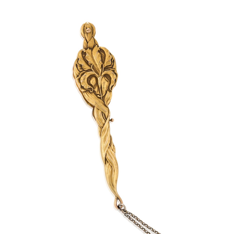 AN ART NOUVEAU 14K GOLD LORGNETTE - 5