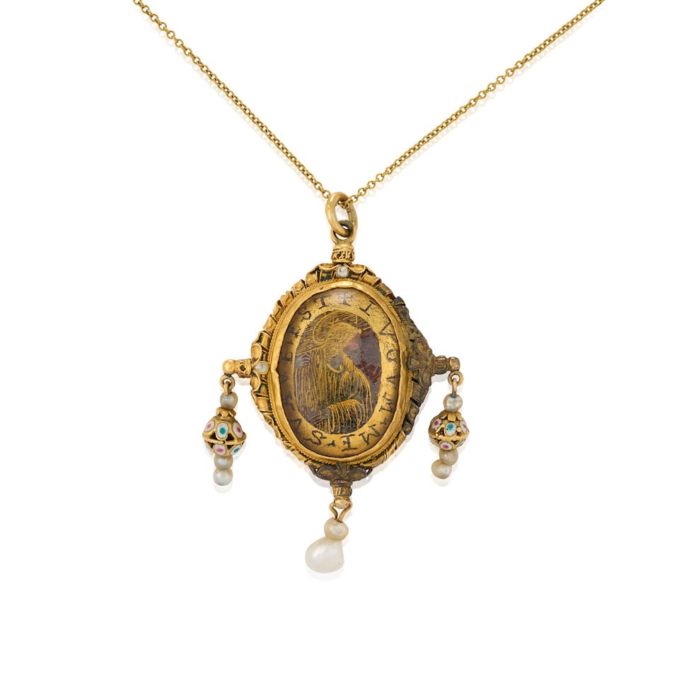 A VERRE ÉGLOMISÉ DOUBLE-SIDED DEVOTIONAL PENDANT, PROBABLY SPANISH, CIRCA 17TH CENTURY - 4