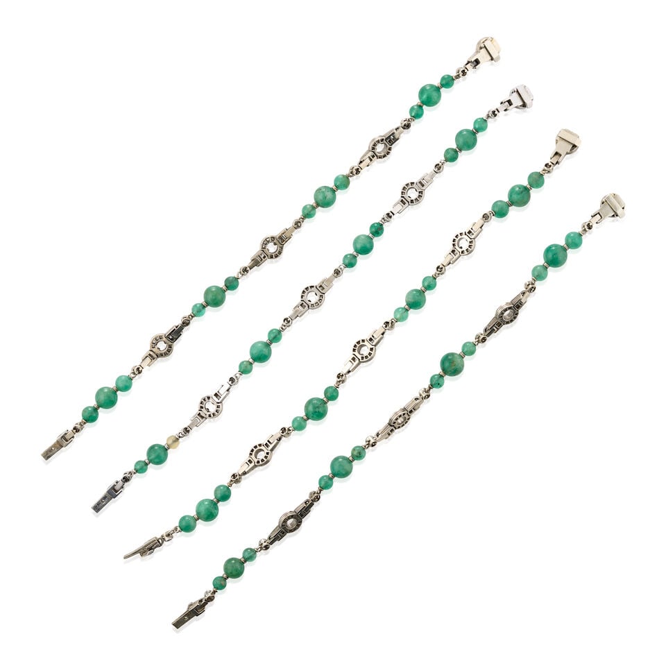 AN ART DECO PLATINUM, EMERALD, AND DIAMOND CONVERTIBLE SUITE - 3