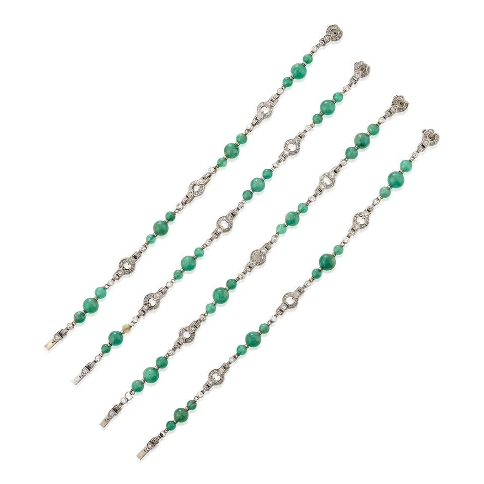 AN ART DECO PLATINUM, EMERALD, AND DIAMOND CONVERTIBLE SUITE - 4
