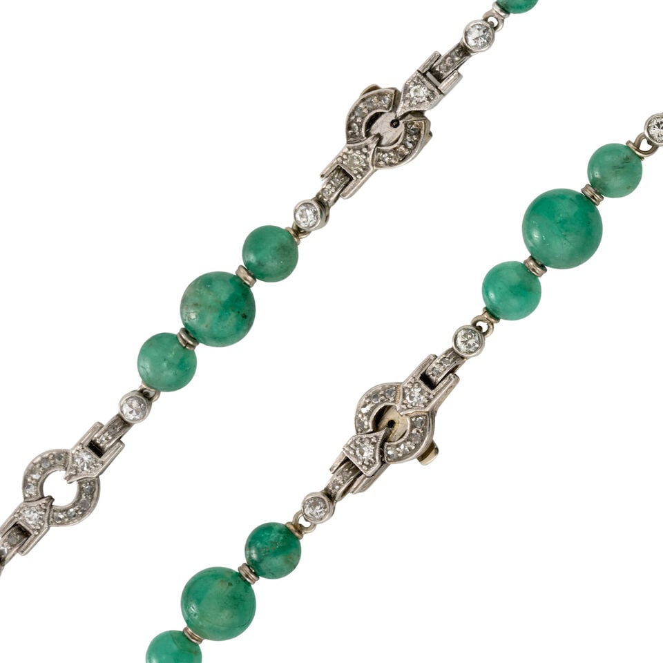 AN ART DECO PLATINUM, EMERALD, AND DIAMOND CONVERTIBLE SUITE - 5