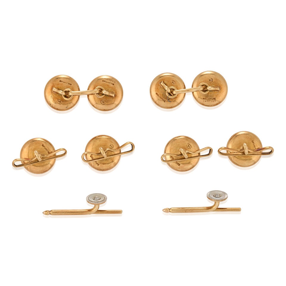 CARTIER: AN ART DECO MOTHER-OF-PEARL AND DIAMOND DRESS SET - 4