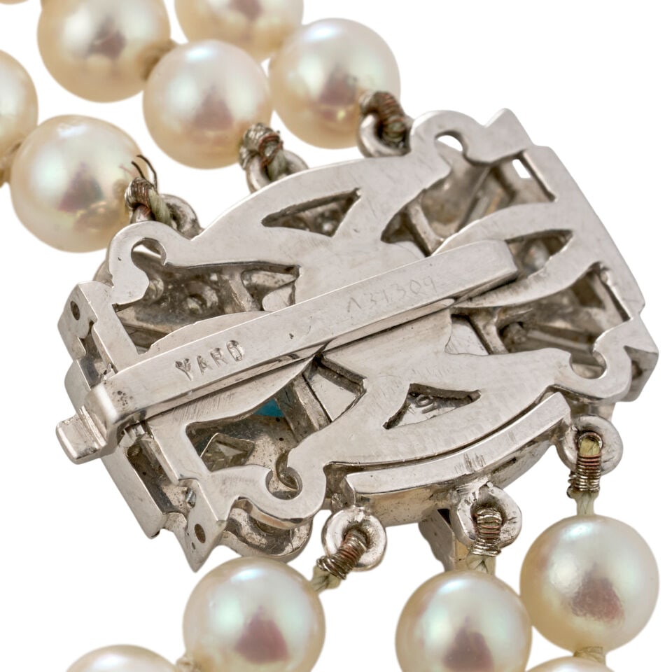 RAYMOND YARD: A CULTURED PEARL, BLUE TOPAZ, AND DIAMOND BRACELET - 3