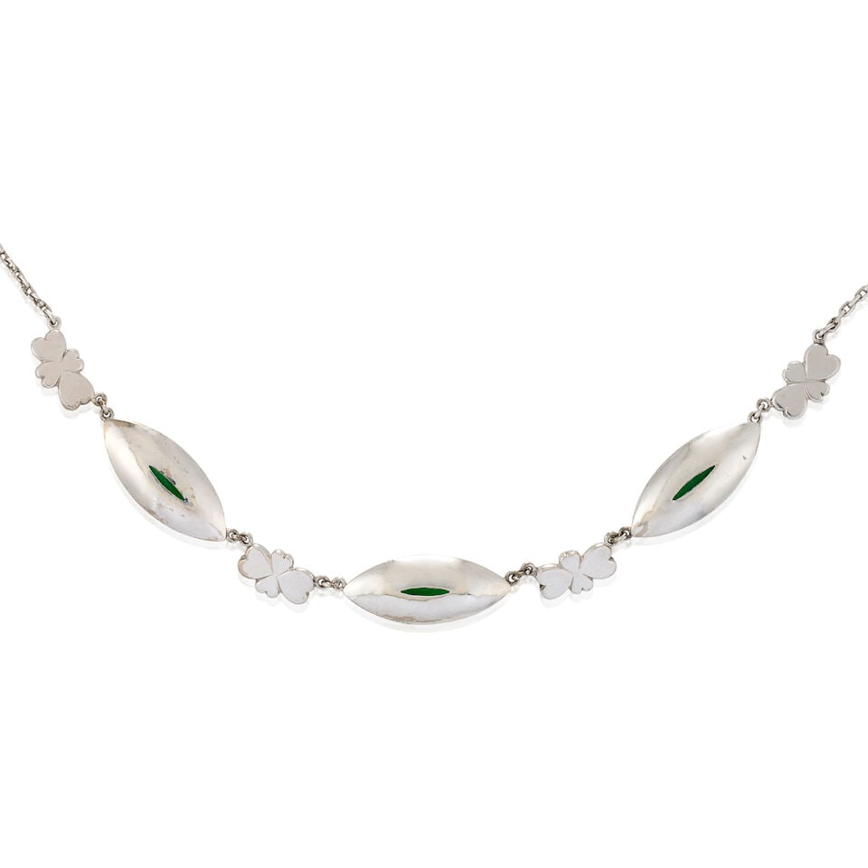 A 14K WHITE GOLD AND JADEITE NECKLACE - 4