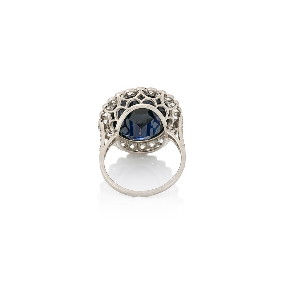 A PLATINUM, SAPPHIRE, AND DIAMOND RING, FRANCE - 3