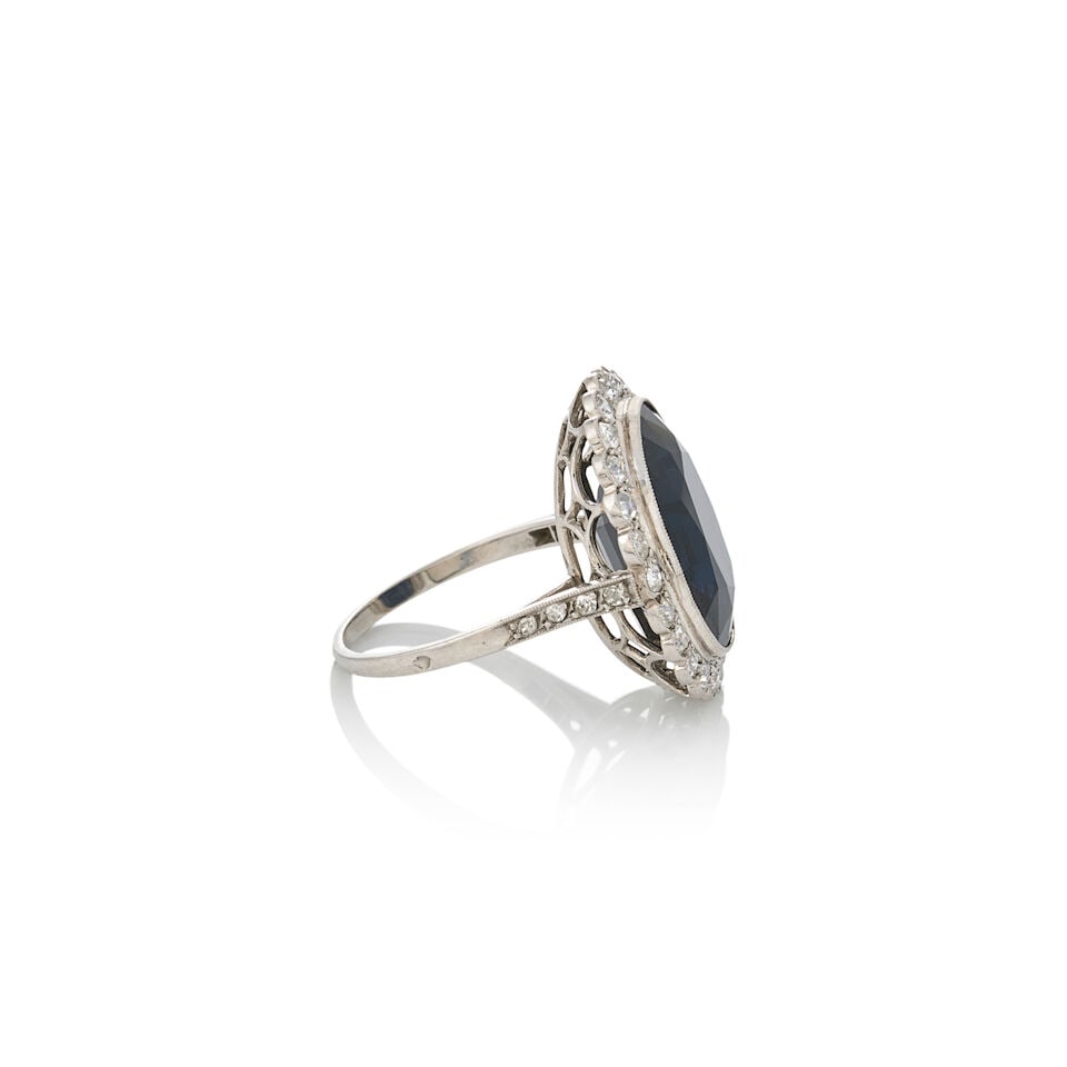 A PLATINUM, SAPPHIRE, AND DIAMOND RING, FRANCE - 4