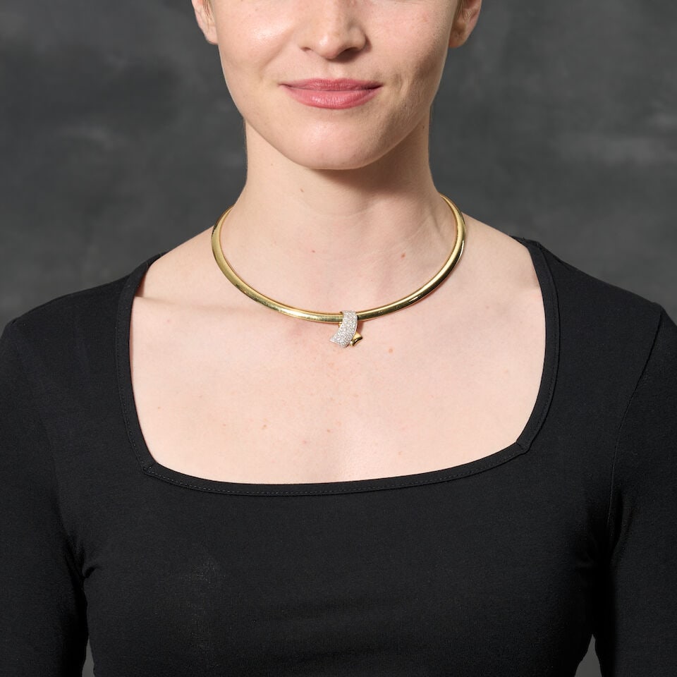 A 14K GOLD COLLAR NECKLACE, ITALY - 2