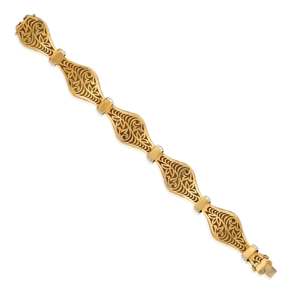 AN 18K BICOLOR GOLD AND DIAMOND BRACELET - 3