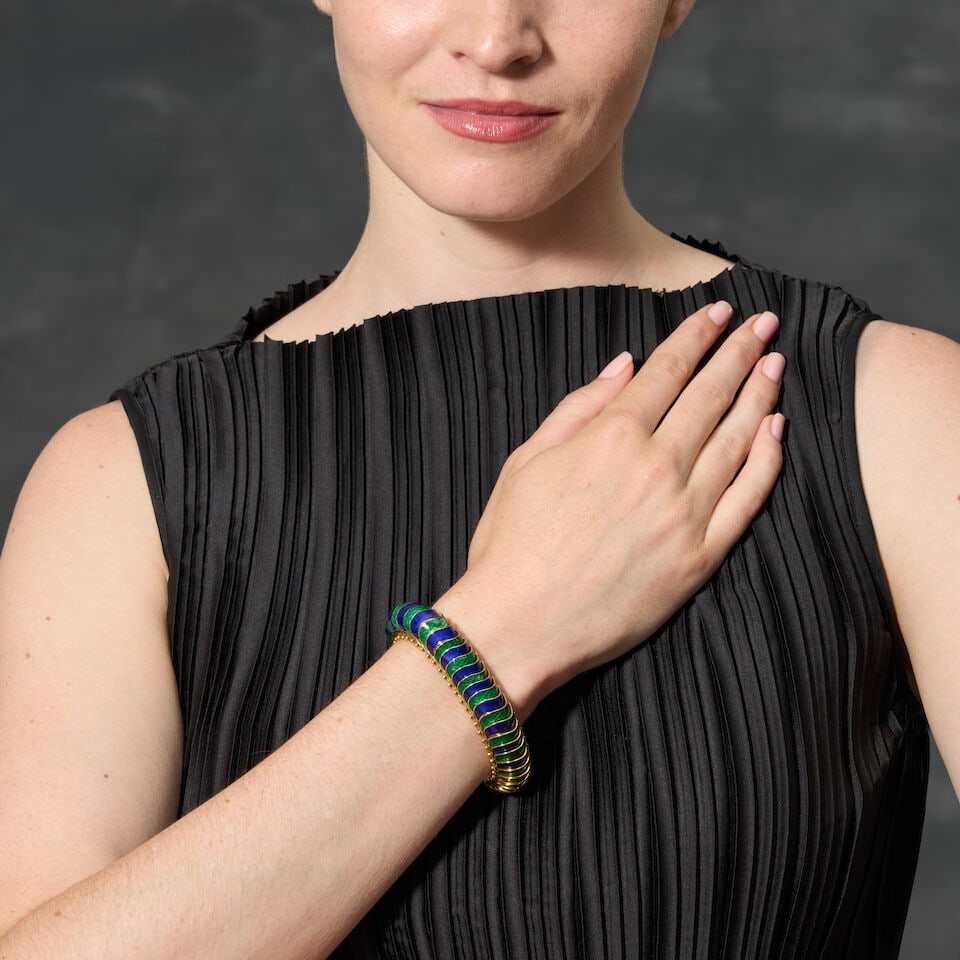 AN 18K GOLD AND ENAMEL BRACELET, ITALY - 2