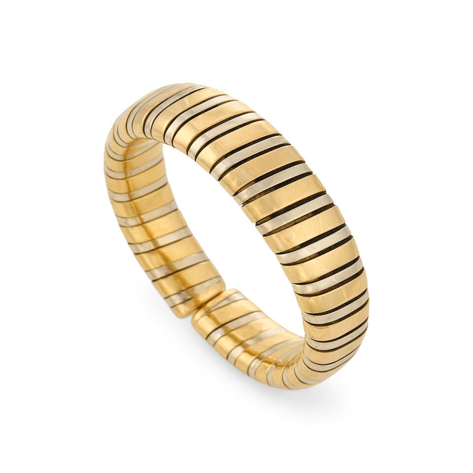 CARLO WEINGRILL: AN 18K BI-COLOR GOLD CUFF BRACELET, ITALY - 3