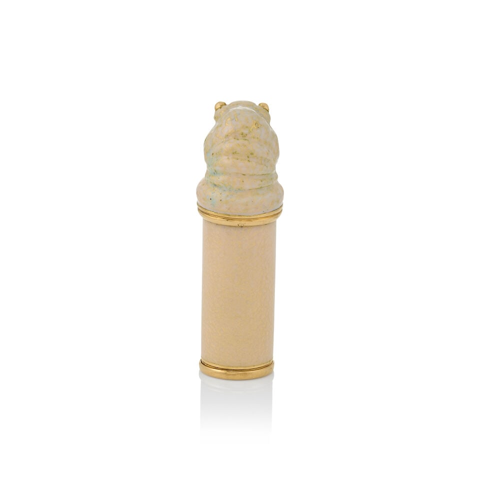 GUCCI: AN 18K GOLD AND ENAMEL PERFUME FLACON, ITALY, CIRCA 1980 - 3