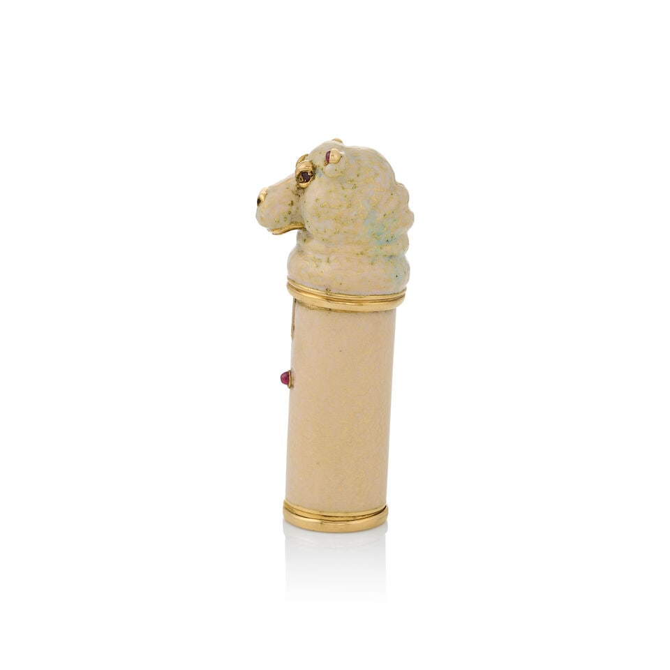 GUCCI: AN 18K GOLD AND ENAMEL PERFUME FLACON, ITALY, CIRCA 1980 - 4