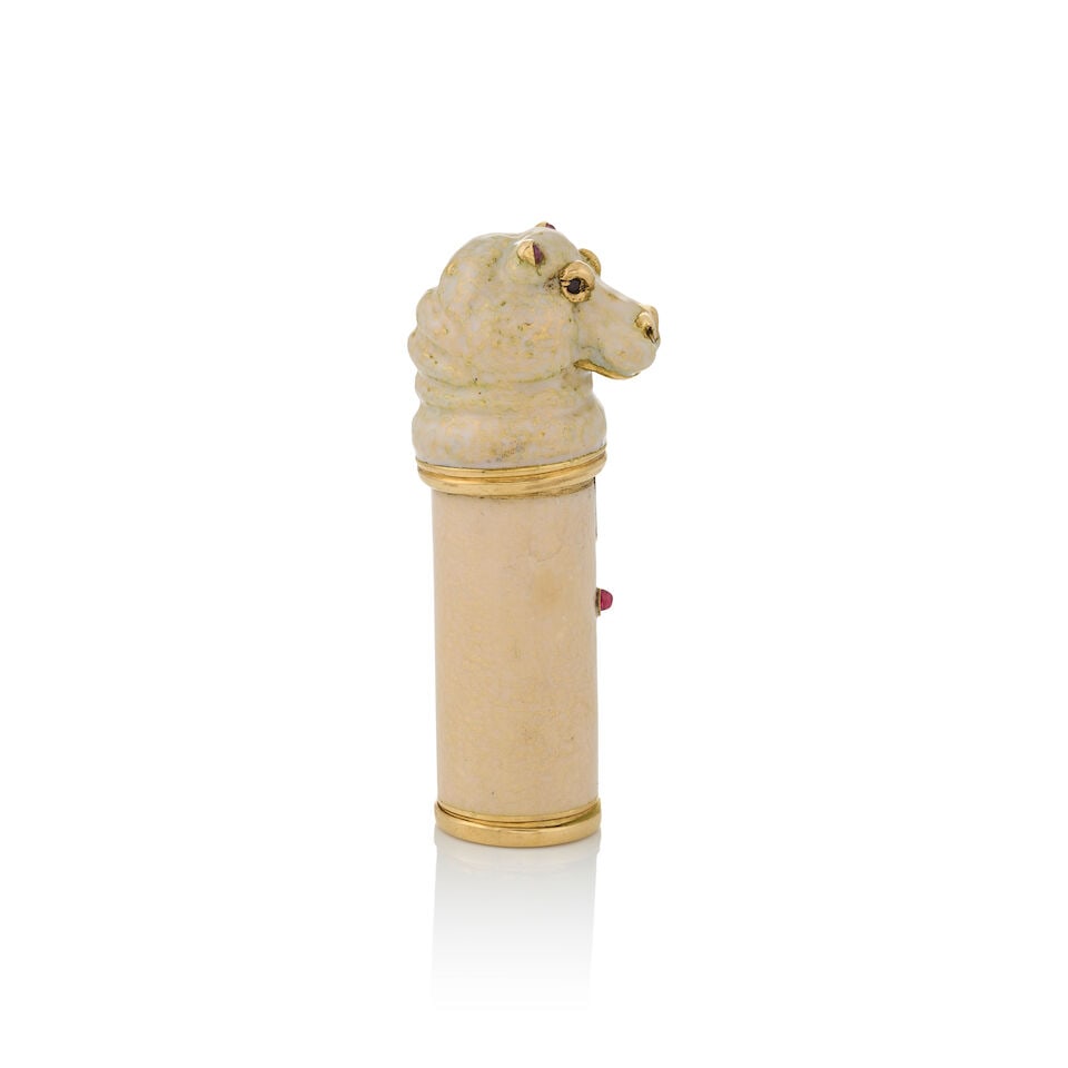 GUCCI: AN 18K GOLD AND ENAMEL PERFUME FLACON, ITALY, CIRCA 1980 - 5