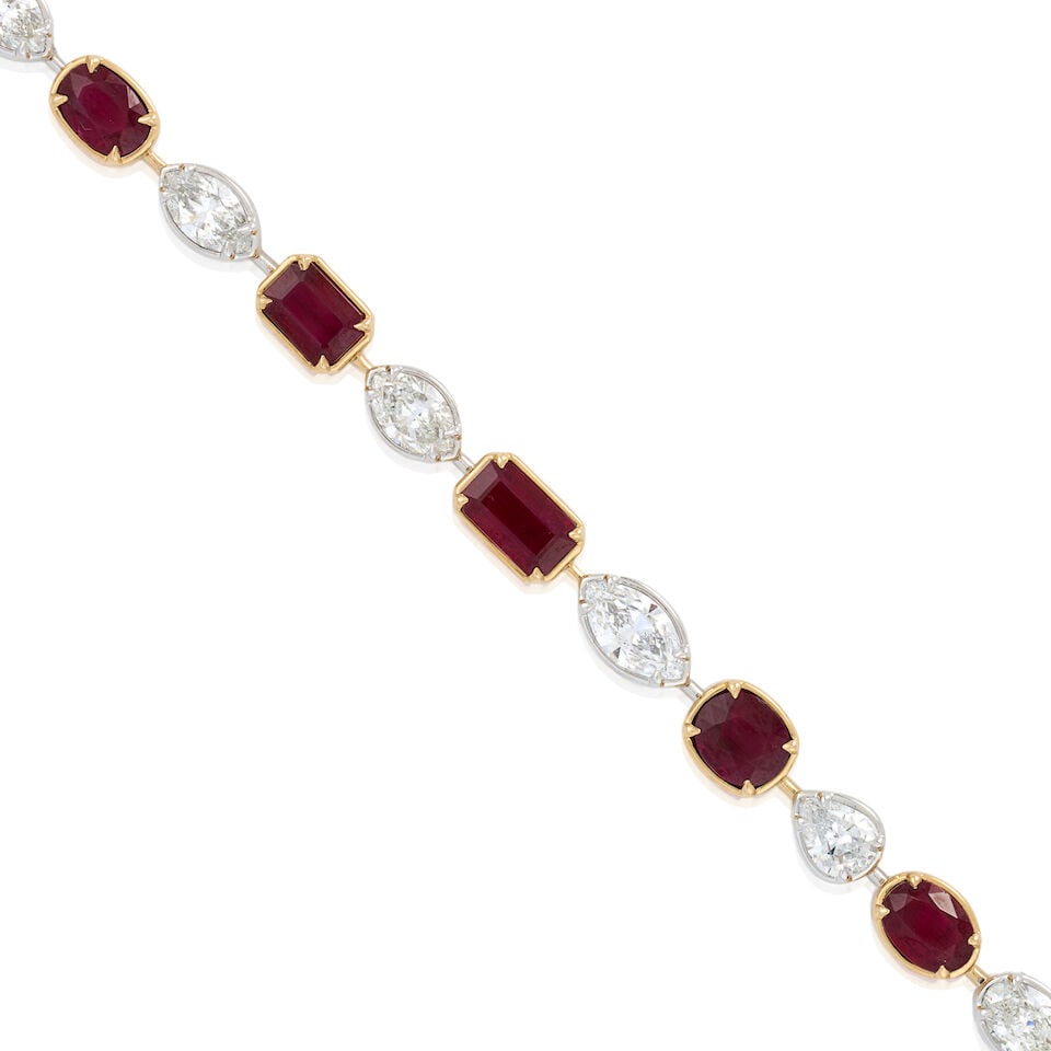 A 14K BI-COLOR GOLD, RUBY, AND DIAMOND BRACELET - 4