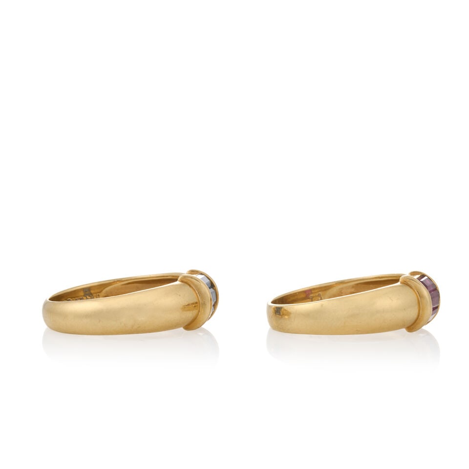 TIFFANY & CO.: TWO 18K GOLD GEM-SET BANDS - 3