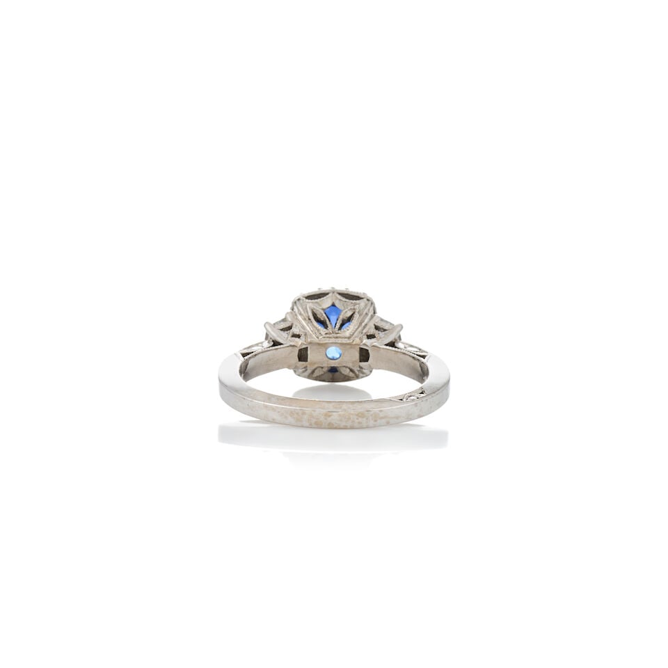 TACORI: AN 18K WHITE GOLD, SAPPHIRE, AND DIAMOND RING - 4