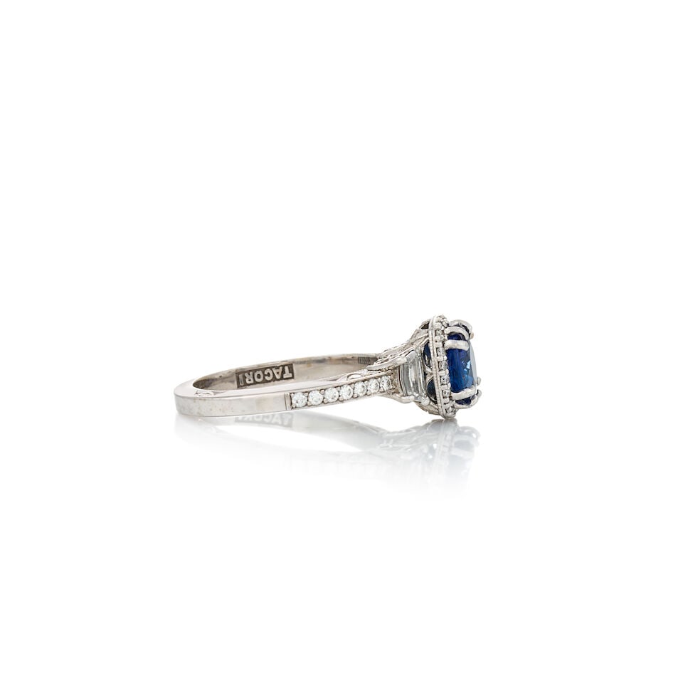 TACORI: AN 18K WHITE GOLD, SAPPHIRE, AND DIAMOND RING - 5
