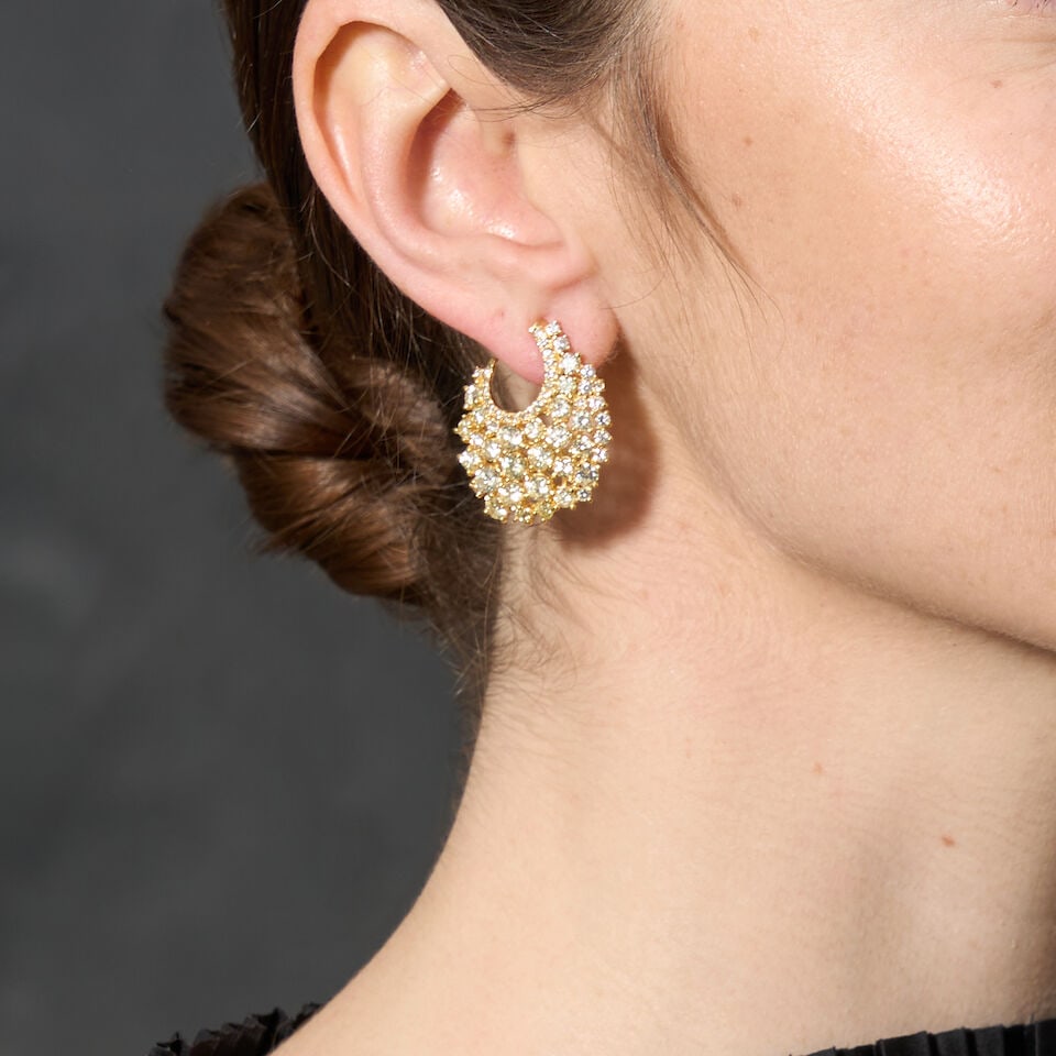 A PAIR OF 14K GOLD AND DIAMOND EARRINGS - 2