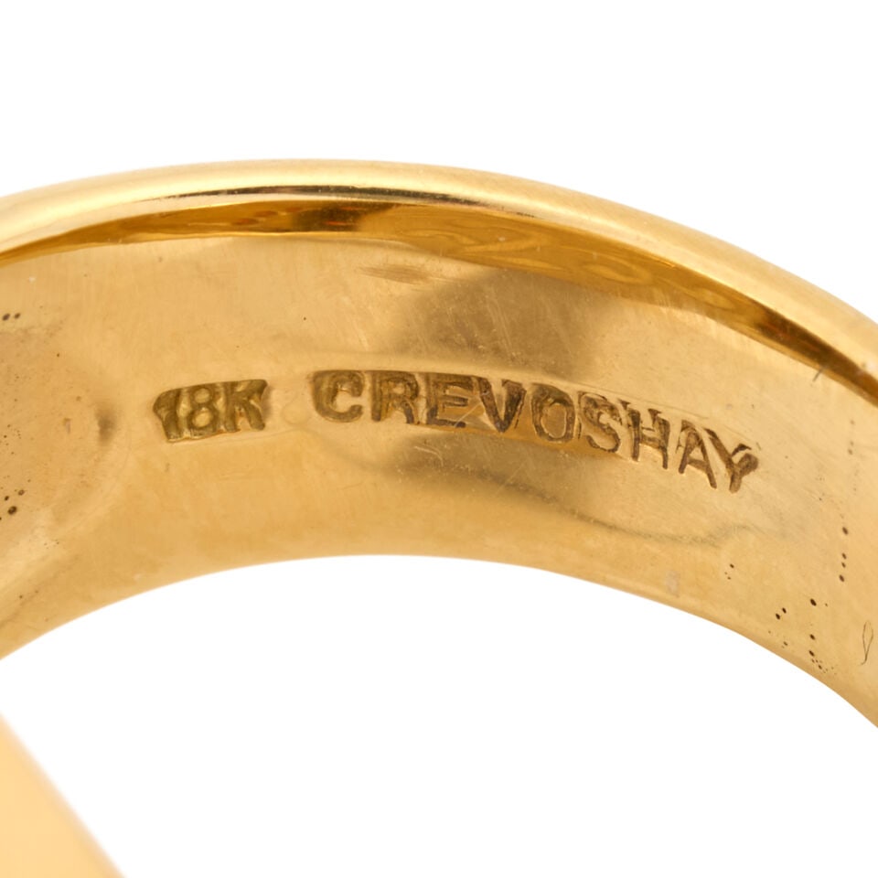 PAULA CREVOSHAY: AN 18K GOLD AND FIRE OPAL RING - 4