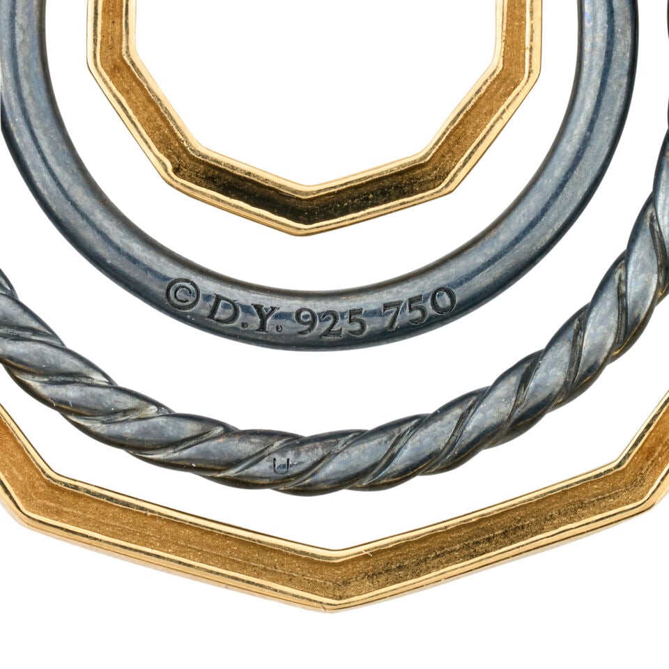 DAVID YURMAN: A PAIR OF 18K GOLD, STERLING SILVER, AND DIAMOND 'STAX' DROP EARRINGS - 3
