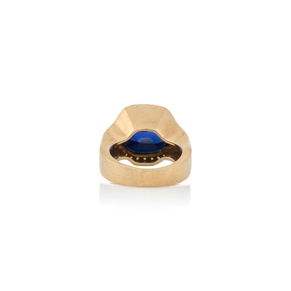 A 14K GOLD, SAPPHIRE, AND DIAMOND RING - 3