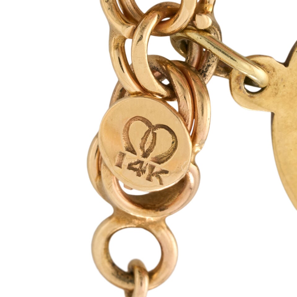 MARCHAL: A 14K GOLD AND ENAMEL CHARM BRACELET, CIRCA 1960s - 3