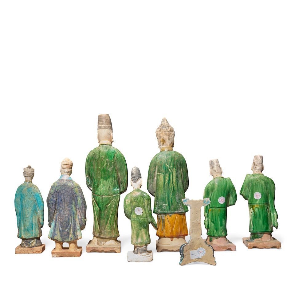 A GROUP OF GLAZED POTTERY FUNERARY FIGURES AND A MODEL OF A CLOTHES STAND Ming Dynasty (8) - 2