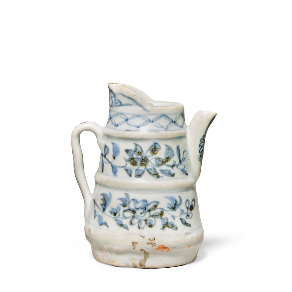 A BLUE AND WHITE 'MONKS CAP' EWER Yuan Dynasty - 2