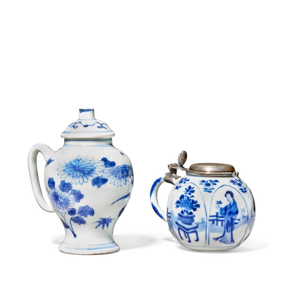 TWO BLUE AND WHITE MUSTARD POTS Kangxi and Chongzhen (3) - 2