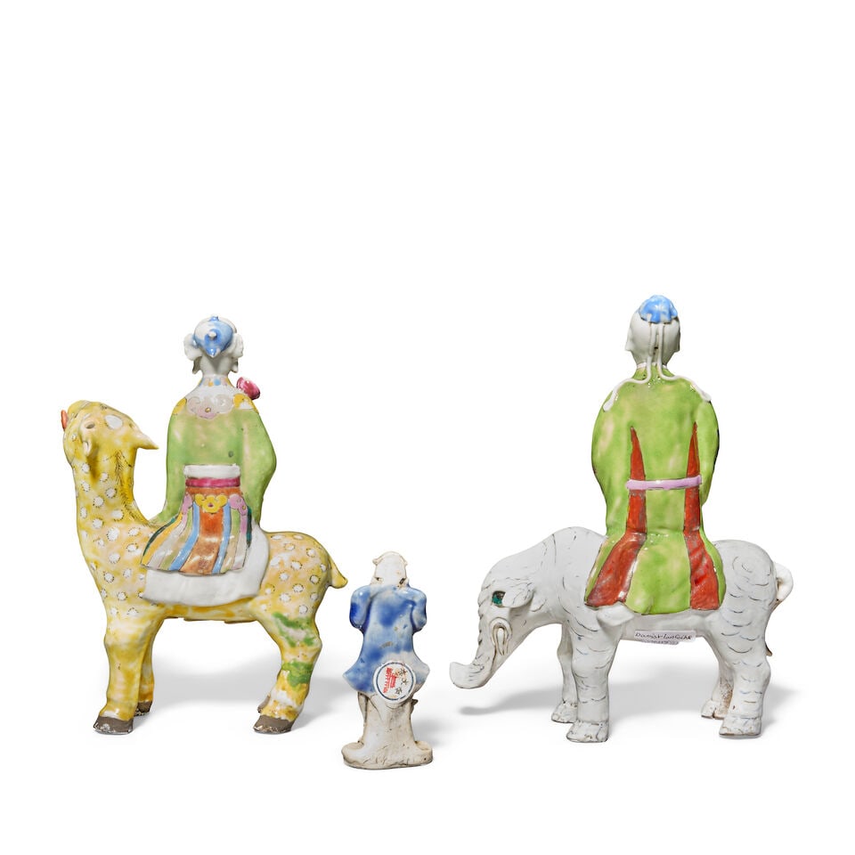 A GROUP OF FAMILLE ROSE AND UNDERGLAZE BLUE MODELS OF IMMORTALS 18th century (3) - 2