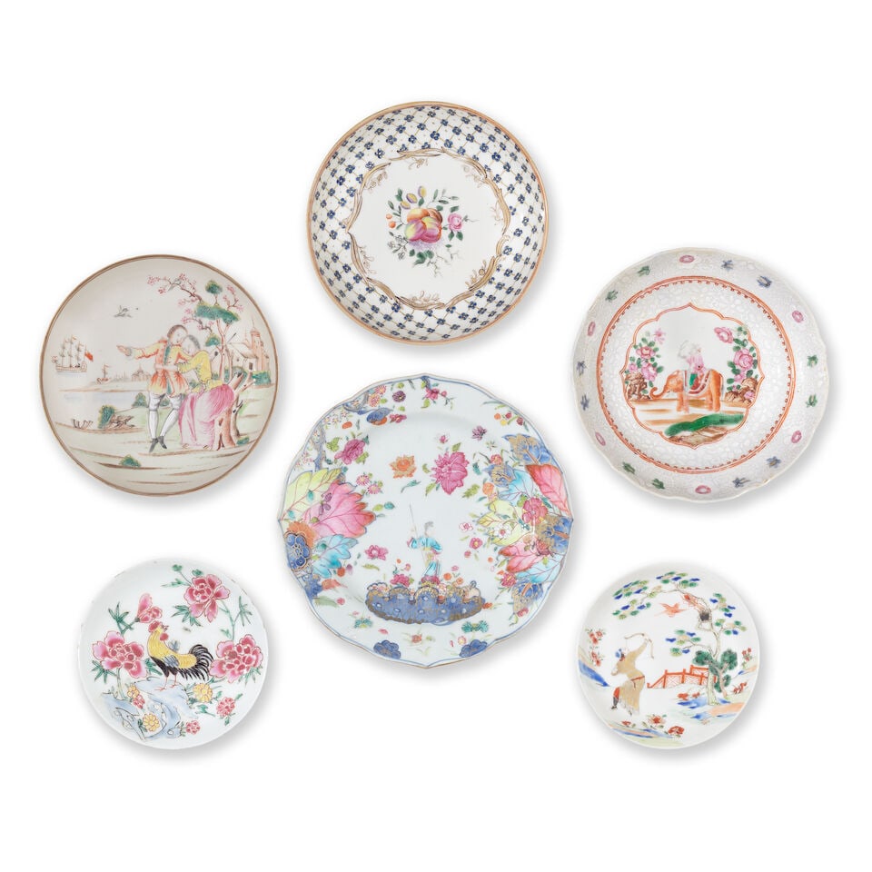 SIX FAMILLE ROSE SAUCER DISHES Yongzheng-Qianlong (1 of 2)